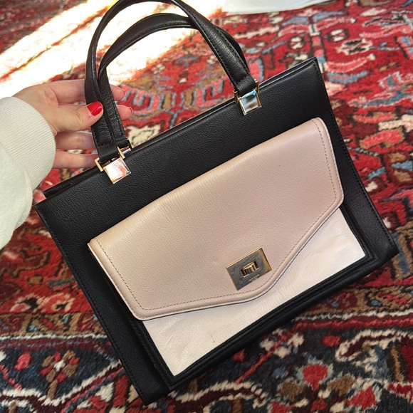 Kate Spade Chantelle Walter Place Satchel Purse Neutrals Black Pink White - Picture 1 of 10